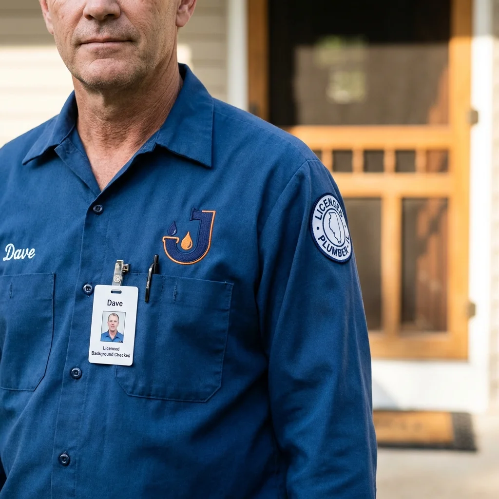 Licensed plumber showing ID badge in Campbellsville, KY